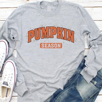 Retro Pumpkin Season Long Sleeve Shirt, Cute Fall Halloween Long Sleeve Shirt for Women, Autumn Thanksgiving Long Sleeve Shirt