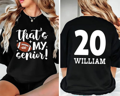 Personalized Senior 2025 Football Mom Short Sleeve Shirt, Custom Name Number Football Short Sleeve Shirt