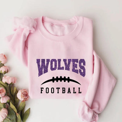 Custom Team Name Football with Laces Sweatshirt, Personalized Football Fan SweatShirt, Football Mom SweatShirt