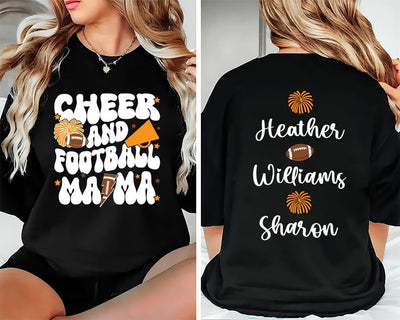 Cheer and Football Mom Short Sleeve Shirt, Custom Football and Cheer Mom Short Sleeve Shirt, Cheer Mama Tee