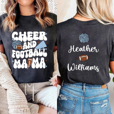 Cheer and Football Mom Short Sleeve Shirt, Custom Football and Cheer Mom Short Sleeve Shirt, Cheer Mama Tee