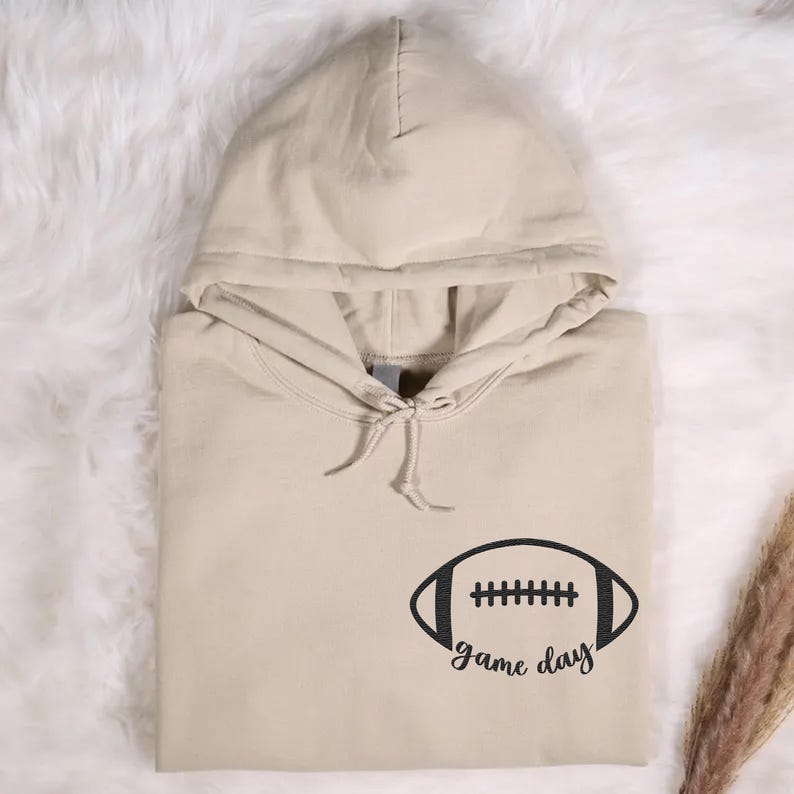 Game Day Football Embroidered Hoodie, Touchdown Hoodie, Women’s Football Hoodie