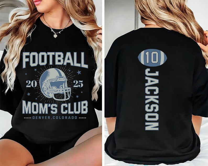 Custom Football Short Sleeve Shirt, Personalized Sport Mom Athlete Jersey Number Short Sleeve Shirt, Game Day Mama Tee
