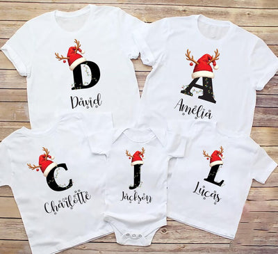 Family Christmas Name Short Sleeve Shirt, Monogrammed Family Christmas Short Sleeve Shirt, Personalized Christmas Family Tee