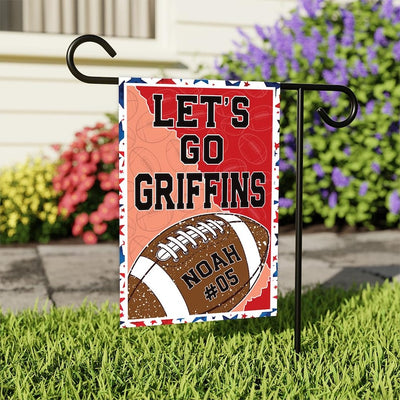 Custom Football Garden Flag - 12x18 Inch Double Sided, Personalized Team Yard Flag, Game Day Outdoor Yard Decor, Fall Sports Spirit Flag