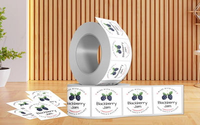 Personalized Blackberry Jam Roll Labels, Custom Blackberry Jam Product Stickers, Business Jam Labels for Jars, Canning, Lid Stickers