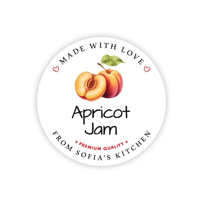 Personalized Apricot Jam Roll Labels, Custom Apricot Jam Product Stickers, Business Apricot Jam Labels for Jars, Canning, Lid Stickers