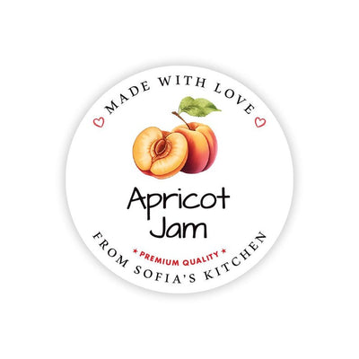 Personalized Apricot Jam Roll Labels, Custom Apricot Jam Product Stickers, Business Apricot Jam Labels for Jars, Canning, Lid Stickers