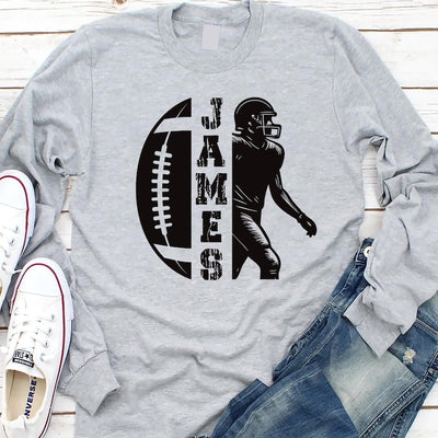 Personalized Football Mom Long Sleeve Shirt, Custom Game Day Women’s Football Long Sleeve Shirt, Fall Football Season Long Sleeve Shirt