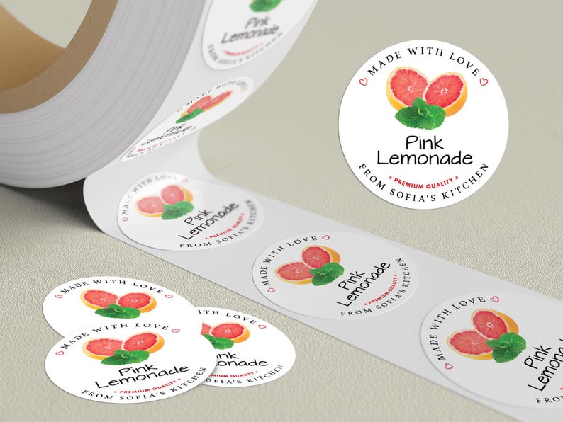 Personalized Pink Lemonade Roll Labels, Custom Pink Lemonade Product ...