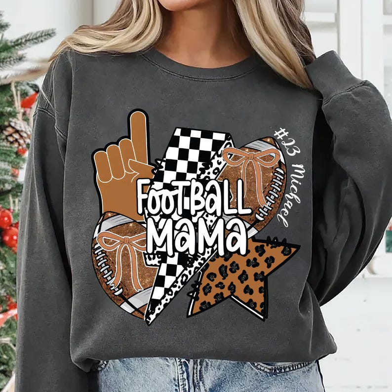 Football Mom Sweatshirt, Personalized Football Mama SweatShirt with Name, Custom Game Day SweatShirt
