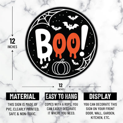 Halloween Felt Hanging Signs 12", Happy Halloween Door Decor, Trick or Treat Wall Plaque with Pumpkin, Witch, Ghost, Black Cat, Bat