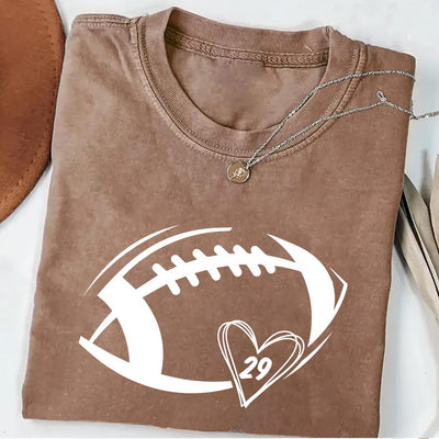 Football Heart Short Sleeve Shirt, Custom Football Mom Game Day Tee, Women’s Football Season Short Sleeve Shirt