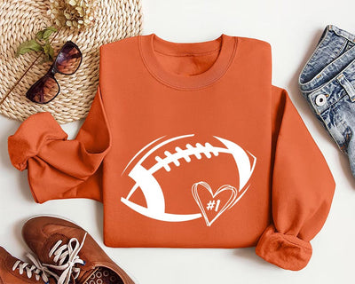 Football Heart Sweatshirt, Custom Football Mom Game Day SweatShirt, Women’s Football Season SweatShirt, Unisex Team Spirit SweatShirt