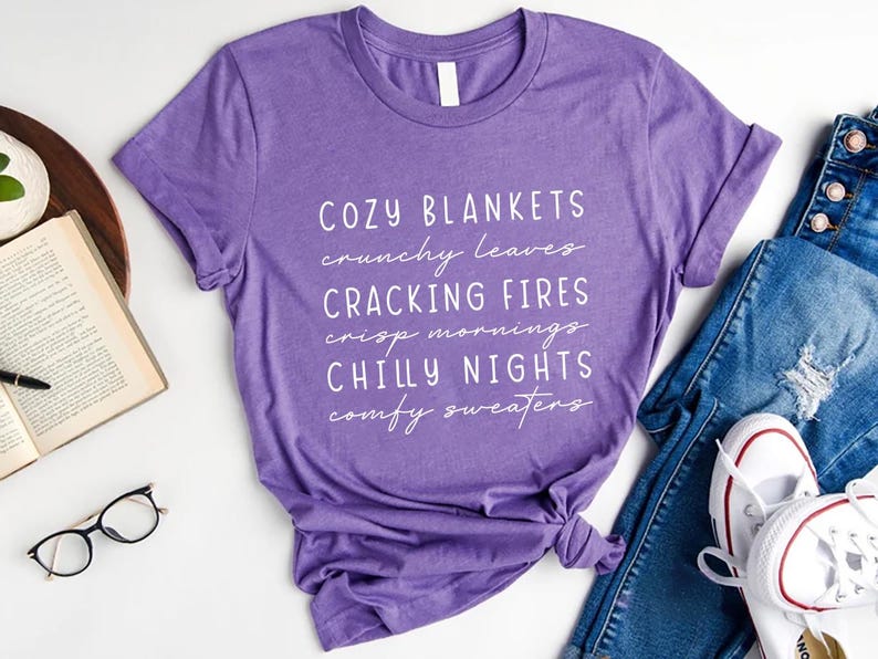 Cozy Season Fall Short Sleeve Shirt, Cute Autumn Crewneck Tee, Cozy Fall Graphic Short Sleeve Shirt