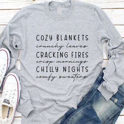 Cozy Season Fall Long Sleeve Shirt, Cute Autumn Crewneck Long Sleeve Shirt, Cozy Fall Graphic Long Sleeve Shirt