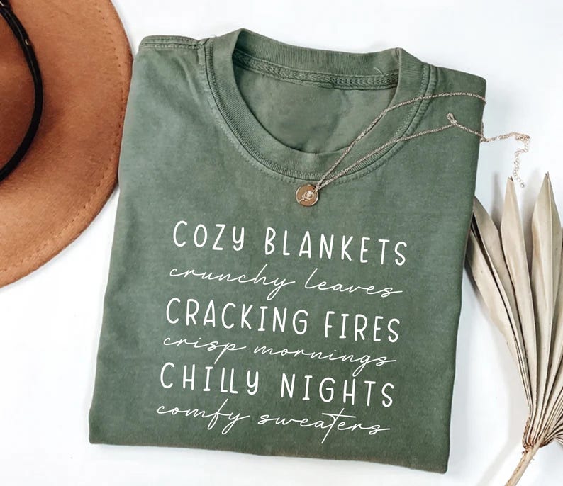 Cozy Season Fall Short Sleeve Shirt, Cute Autumn Crewneck Tee, Cozy Fall Graphic Short Sleeve Shirt