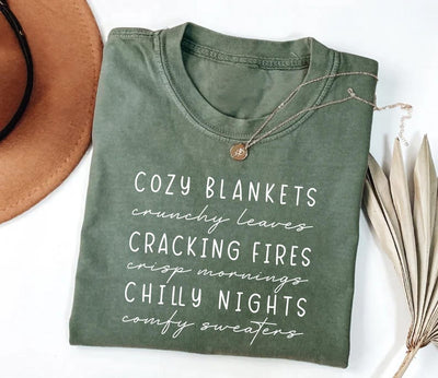 Cozy Season Fall Short Sleeve Shirt, Cute Autumn Crewneck Tee, Cozy Fall Graphic Short Sleeve Shirt