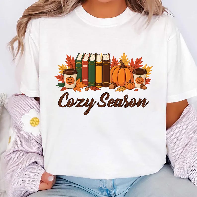Cozy Season Fall Short Sleeve Shirt, Cute Autumn Crewneck Tee, Cozy Fall Graphic Short Sleeve Shirt, Unisex Fall Vibes Short Sleeve Shirt