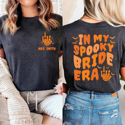 In My Spooky Bride Era Short Sleeve Shirt, Halloween Bride Tee, Engagement Gift, Bachelorette Party Short Sleeve Shirt