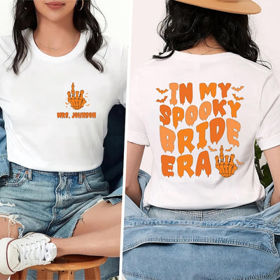 In My Spooky Bride Era Short Sleeve Shirt, Halloween Bride Tee, Engagement Gift, Bachelorette Party Short Sleeve Shirt