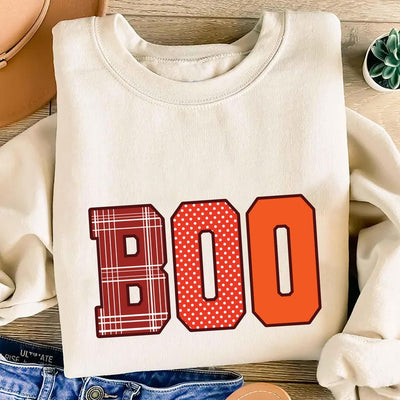 Boo Halloween Sweatshirt, Spooky Fun Fall Crewneck SweatShirt, Autumn Halloween Graphic SweatShirt, Cute Ghost Fall SweatShirt