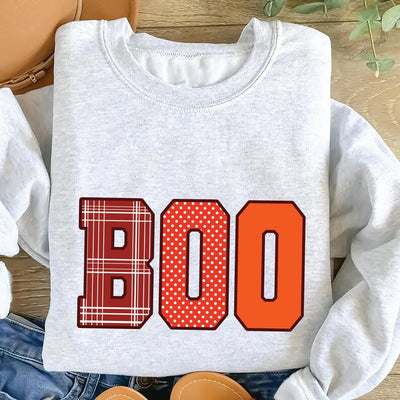 Boo Halloween Sweatshirt, Spooky Fun Fall Crewneck SweatShirt, Autumn Halloween Graphic SweatShirt, Cute Ghost Fall SweatShirt