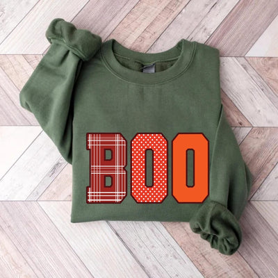 Boo Halloween Sweatshirt, Spooky Fun Fall Crewneck SweatShirt, Autumn Halloween Graphic SweatShirt, Cute Ghost Fall SweatShirt