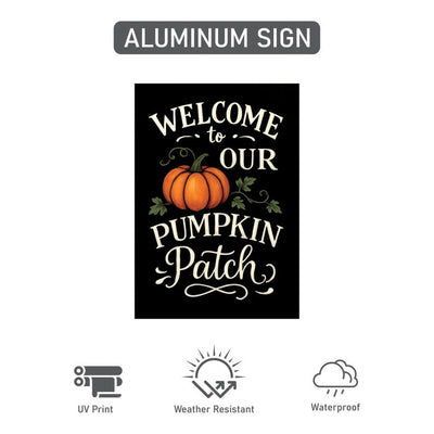 Welcome to Our Pumpkin Patch Yard Sign with 16" Stake, Rustic Fall Harvest Aluminum Sign, Outdoor Autumn Garden Porch Thanksgiving Decor