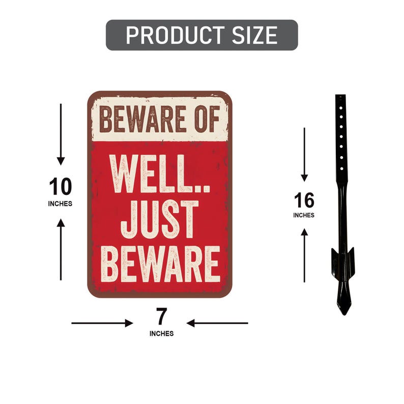 Beware of Well Just Beware Halloween Yard Sign with 16" Stake, Rust-Free Aluminum Funny Scary Sign, Outdoor Haunted House Garden Decoration