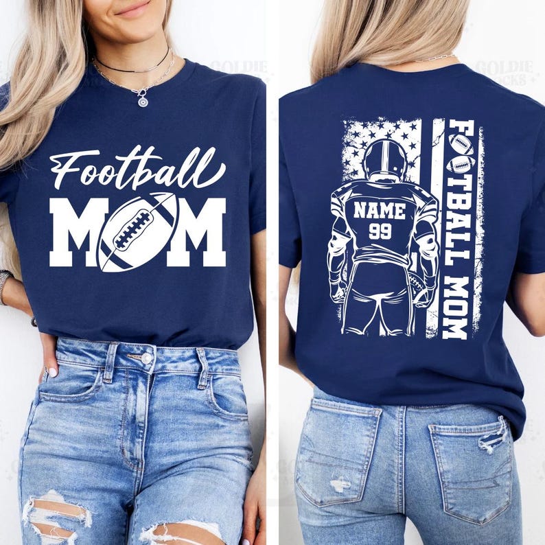 Football Mom Short Sleeve Shirt, Custom Name and Number Football Short Sleeve Shirt, Custom Football Mom Tee