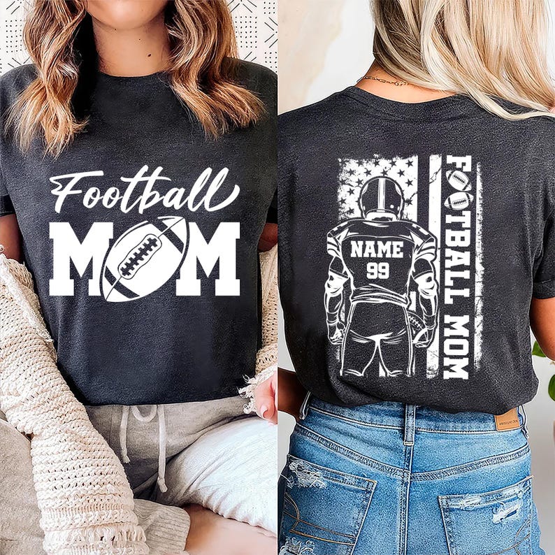 Football Mom Short Sleeve Shirt, Custom Name and Number Football Short Sleeve Shirt, Custom Football Mom Tee