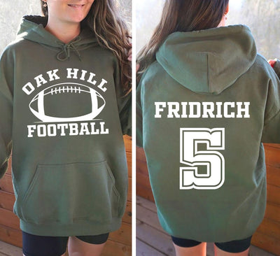 Custom Football Team Name and Number Hoodie, Gift for Football Team Lover Hoodie, Football Mama Hoodie