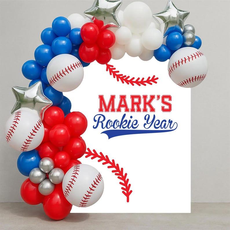Personalized Baseball Theme Birthday Wall Decal, Custom Name Vinyl Sticker