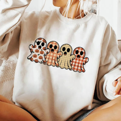 Preppy Floral Ghost Sweatshirt, Fall Ghost SweatShirt, Autumn Girly Graphic SweatShirt, Tis The Season Halloween SweatShirt,