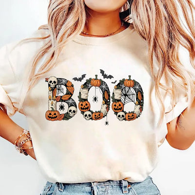 Boo Short Sleeve Shirt, Halloween Fall Tee, Cute and Scary Ghost Short Sleeve Shirt, Spooky Season Unisex Short Sleeve Shirt
