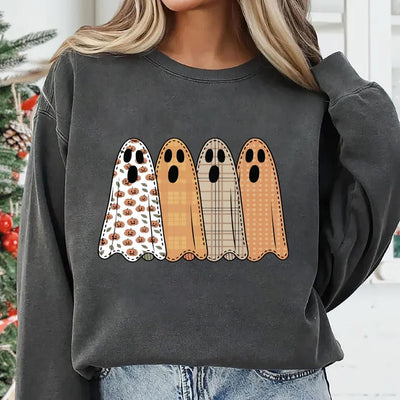 Preppy Floral Ghost Sweatshirt, Fall Ghost SweatShirt, Autumn Girly Graphic SweatShirt, Tis The Season Halloween SweatShirt
