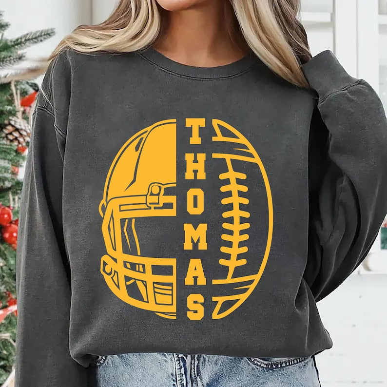 Personalized Football Mom Sweatshirt, Custom Football Gift SweatShirt, Women's Football SweatShirt
