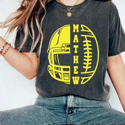 Personalized Football Mom Short Sleeve Shirt, Custom Football Gift Short Sleeve Shirt, Women's Football Tee, Football Season Short Sleeve Shirt