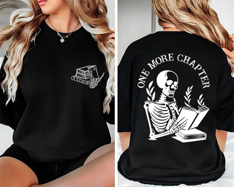 One More Chapter Short Sleeve Shirt, Halloween Book Tee, Cozy Reader Short Sleeve Shirt, Book Nerd Fall Reading Short Sleeve Shirt