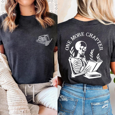 One More Chapter Short Sleeve Shirt, Halloween Book Tee, Cozy Reader Short Sleeve Shirt, Book Nerd Fall Reading Short Sleeve Shirt