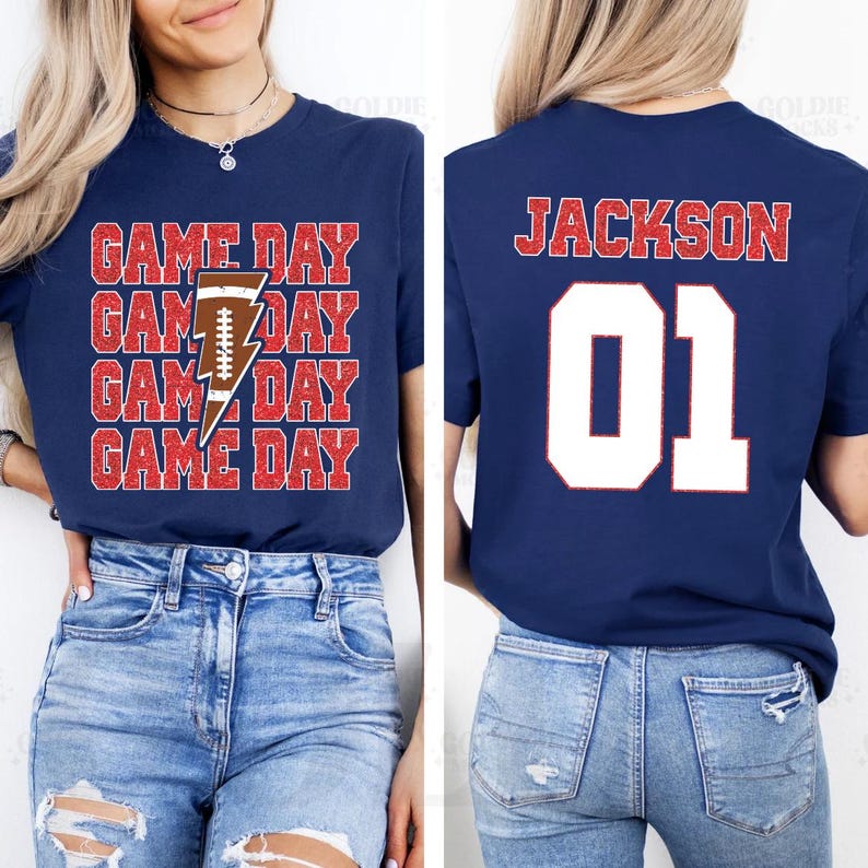 Personalized Football Game Day Short Sleeve Shirt, Custom Game Day Mom Football Short Sleeve Shirt