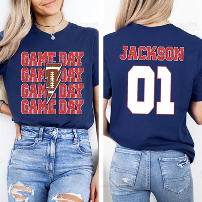 Personalized Football Game Day Short Sleeve Shirt, Custom Game Day Mom Football Short Sleeve Shirt