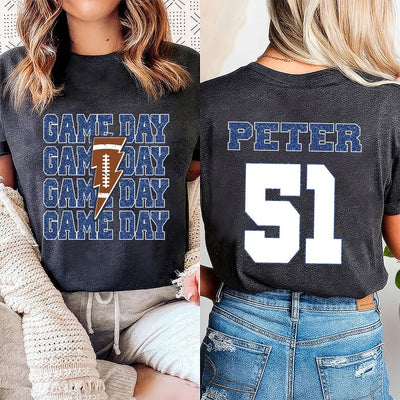 Personalized Football Game Day Short Sleeve Shirt, Custom Game Day Mom Football Short Sleeve Shirt