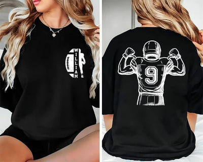 Personalized Football Short Sleeve Shirt, Custom Name Football Short Sleeve Shirt, Quarterback Silhouette Tee