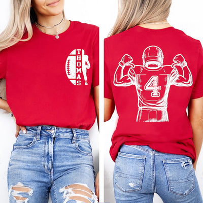Personalized Football Short Sleeve Shirt, Custom Name Football Short Sleeve Shirt, Quarterback Silhouette Tee