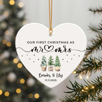 Mr and Mrs Ornament, Personalized First Christmas Married Ornament, Our 1st Christmas as Mr & Mrs Keepsake, Wedding Gift, Housewarming Idea