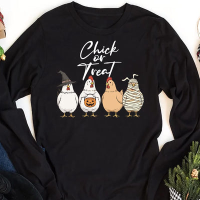 Chick Or Treat Long Sleeve Shirt, Halloween Chicken Long Sleeve Shirt, Funny Fall Long Sleeve Shirt