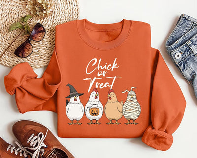 Chick Or Treat Sweatshirt, Halloween Chicken SweatShirt, Funny Fall SweatShirt