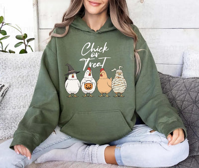 Chick Or Treat Hoodie, Halloween Chicken Hoodie, Funny Fall Hoodie, Cute Halloween Chicken Top, Trick Or Treat Unisex Hoodie